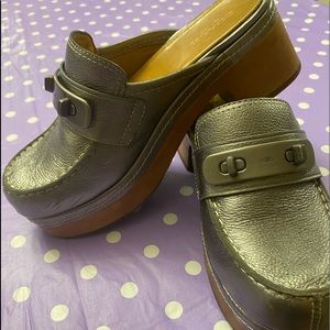 COACH pewter colt clogs size 8 ( used)